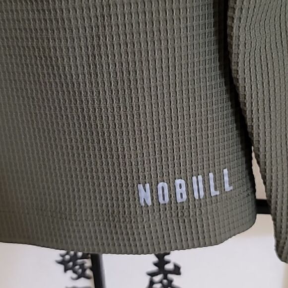 NOBULL Waffle Knit Long Sleeve Olive Army Green Small V Neck - Picture 4 of 8